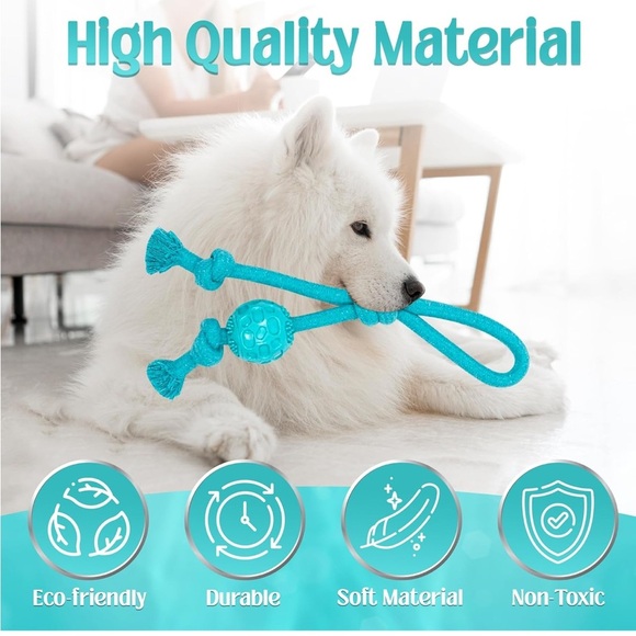 Toy for Dogs Rope with Handle + Ball, Dog Chew Toy, Dog Grinding Teeth C… - Picture 2 of 5